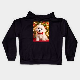 Bichon Frise Puppy with Christmas Gifts Kids Hoodie